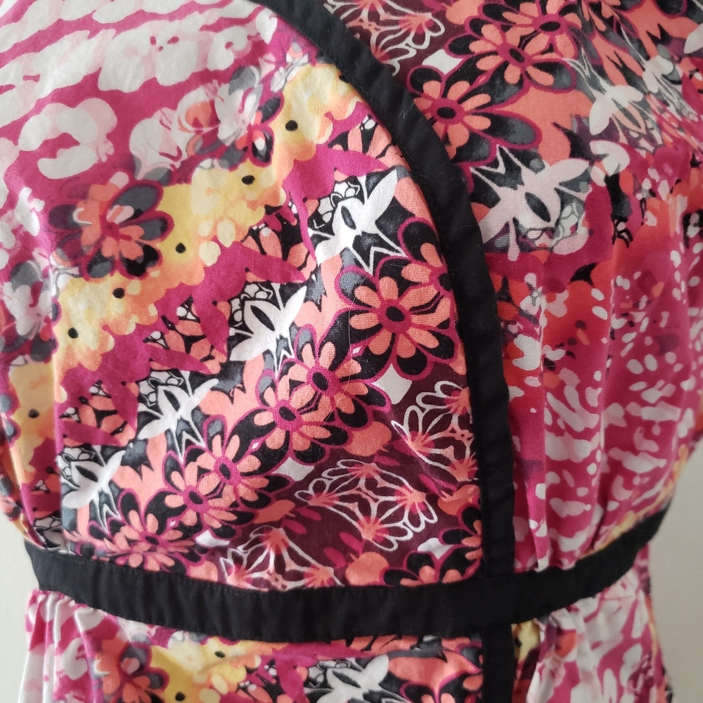 Los Angeles Rose Womens Scrub Top Size Medium Floral Nurse Pink Brown - Picture 4 of 7
